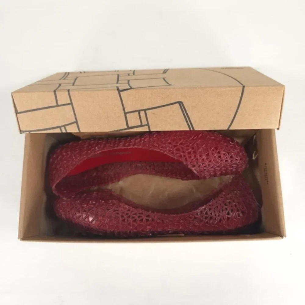 Mini Melissa Campana Papel Girls Glitter Red Slip On‎ Ballet Flats NWB Size 3